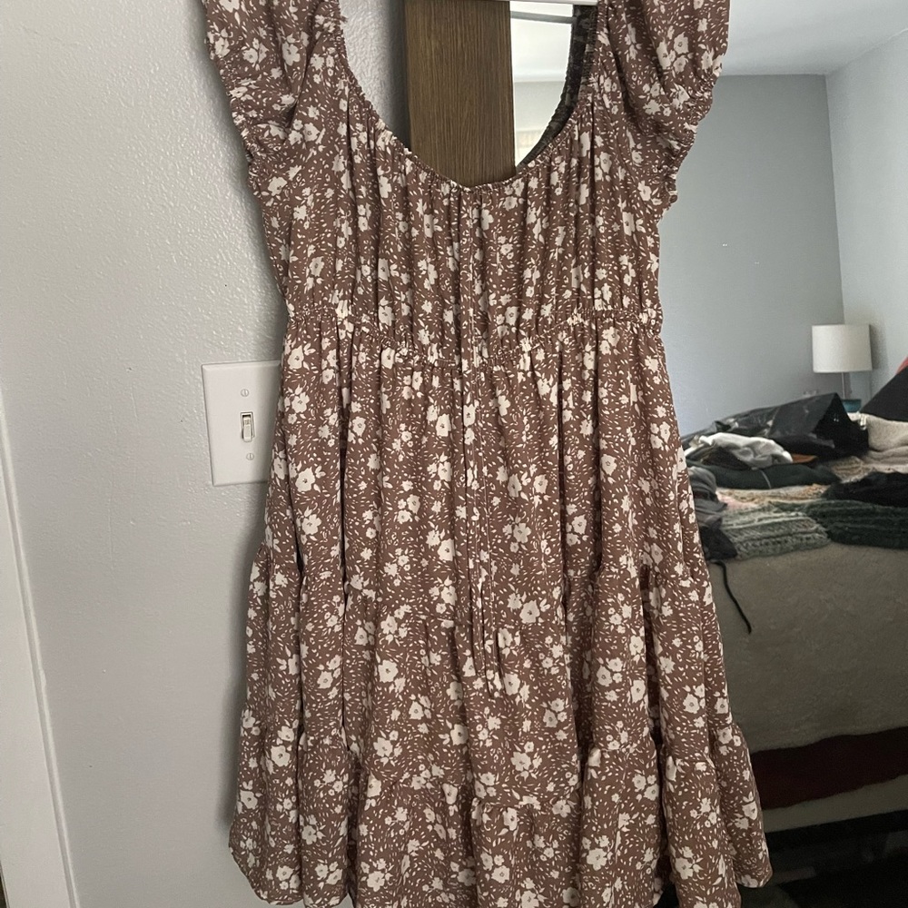 Taupe Floral Mini Dress